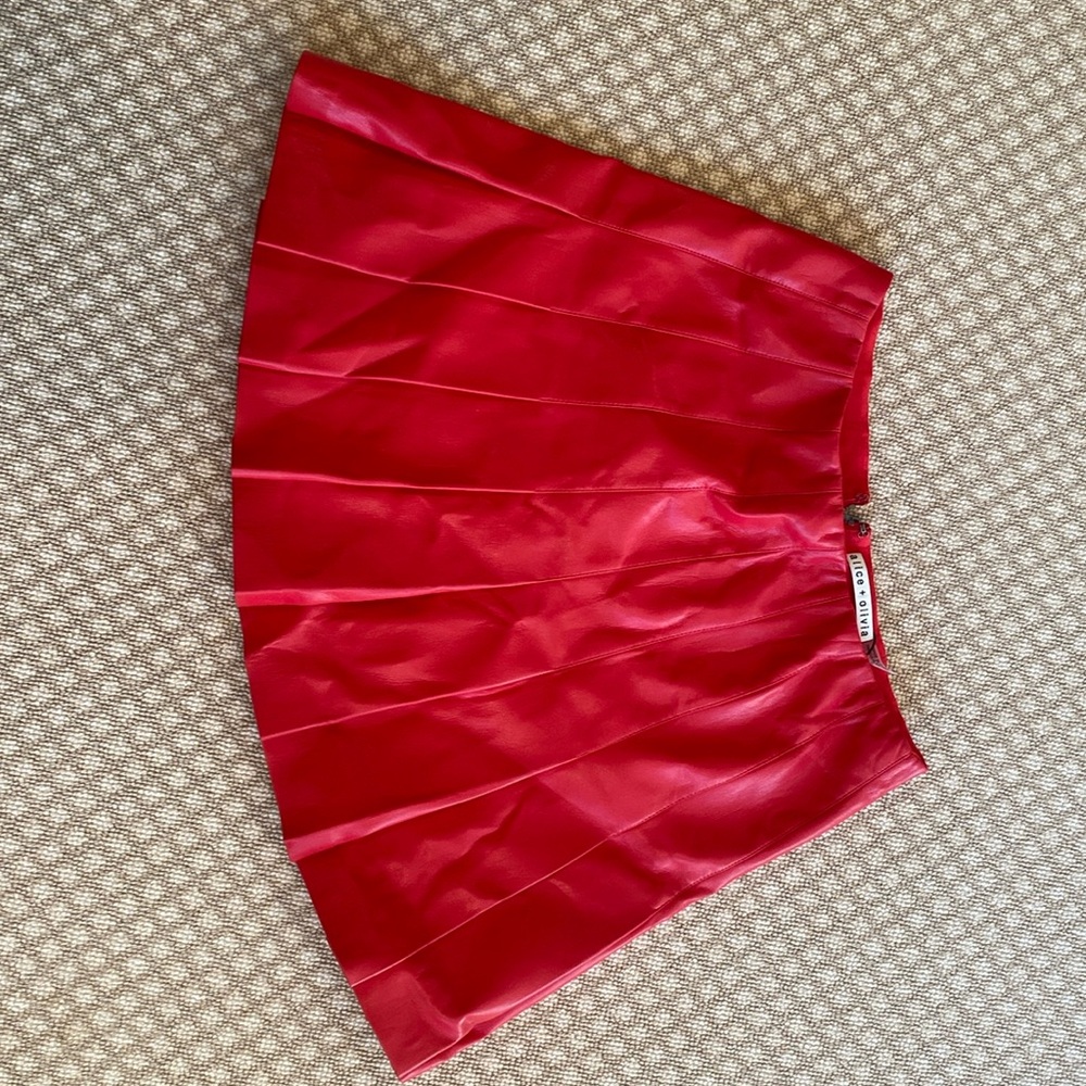 Bright red Alice and Olivia pleated mini